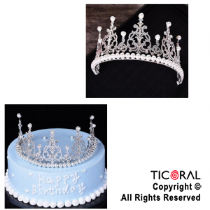 Corona metal para decoracin de tortas 12.5 cm diametro plata x 1